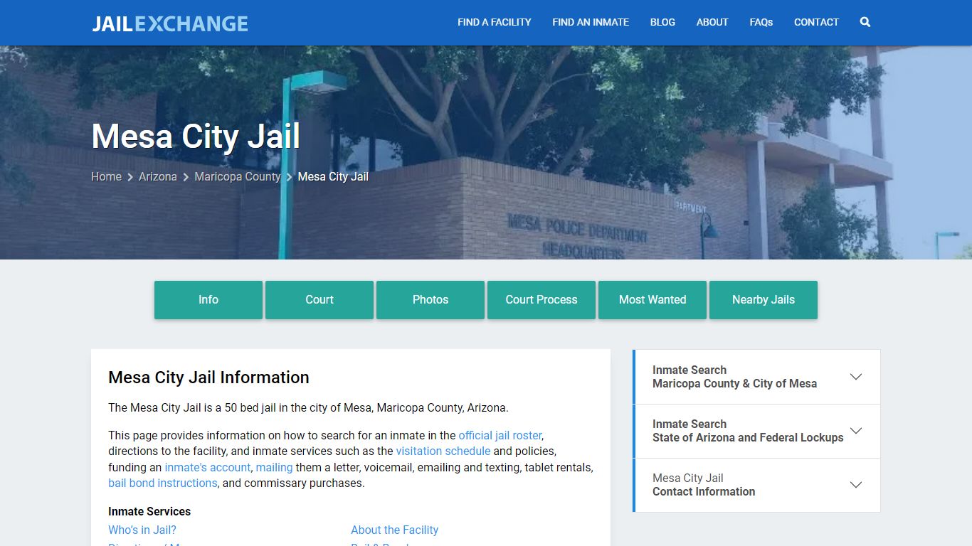 Mesa City Jail, AZ Inmate Search, Information - Jail Exchange